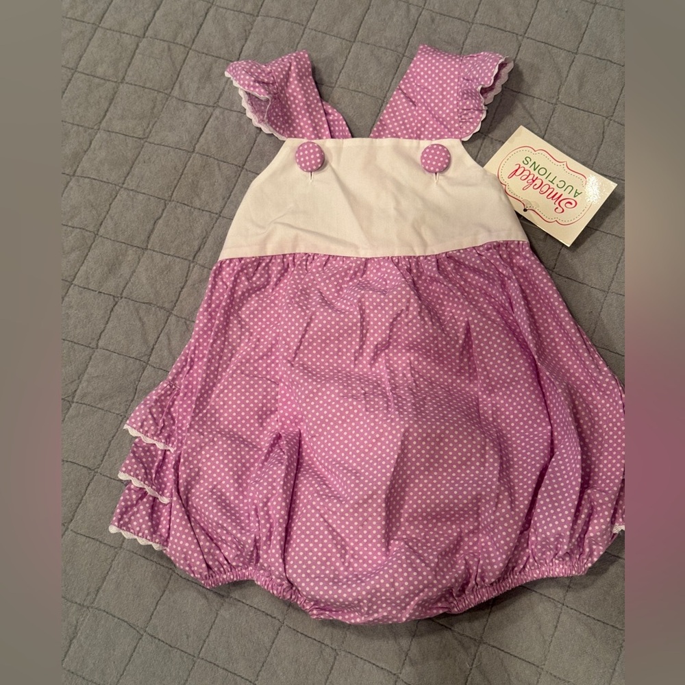 NWT Smocked Auctions purple bubble suit